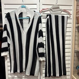 Black and White Striped Set
